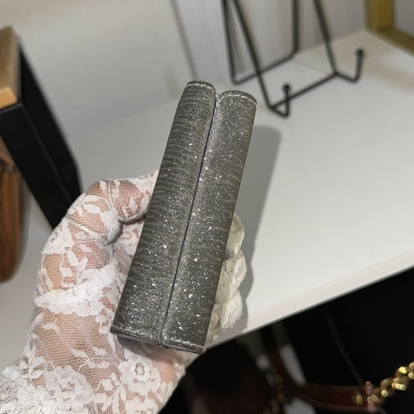 Authentic BALENCIAGA Silver Glitte Everyday Mini leather Wallet - Picture 13 of 15